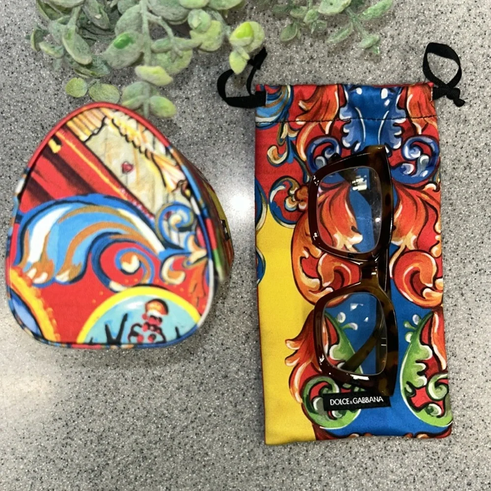 OUTRAGEOUS Dolce & Gabbana Colorful Sunglasses Case and Pouch ONLY